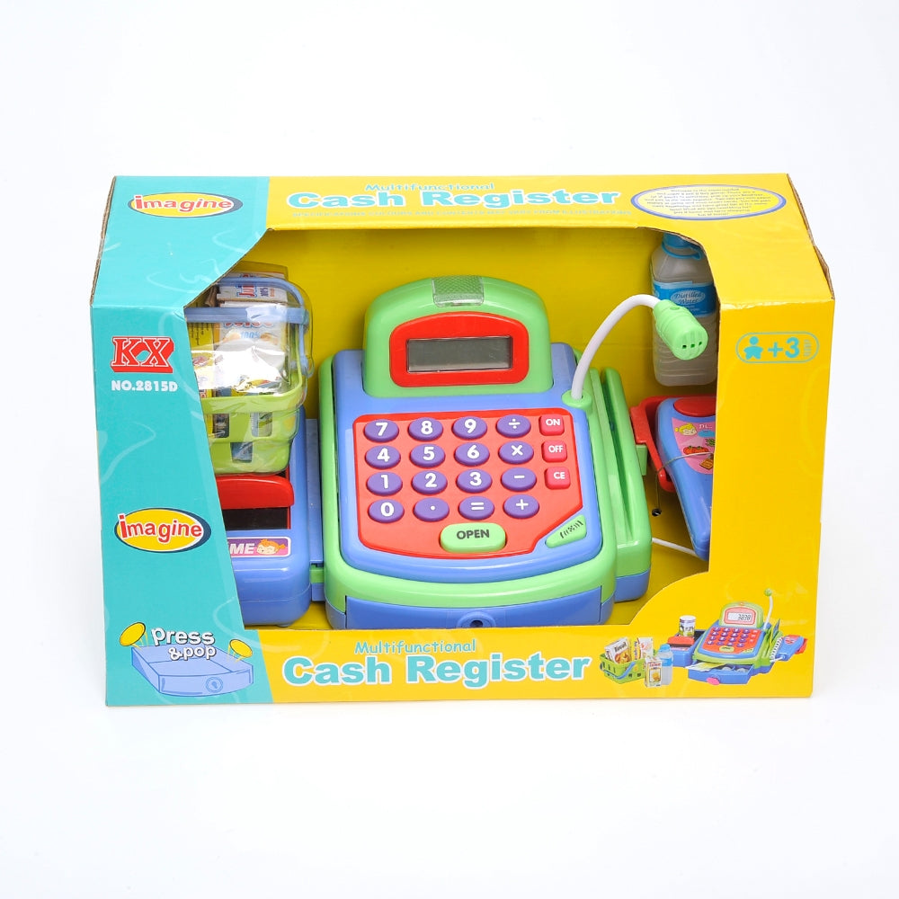Pretend Play Electronic Cash Register Toy Realistic Actions & Sounds Green
