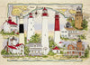 Heritage Puzzle 550 Pc Jigsaw - Donna Elias Lighthouses of New Jersey - Colorful Multicolored Design