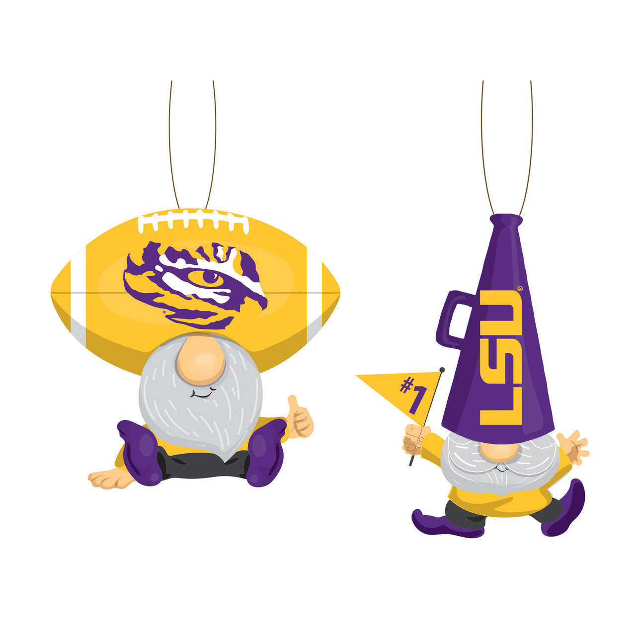 Lsu Tigers Ornament Gnome Fan 2 Pack