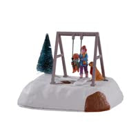 Lemax Puppy Gets A Swing Ride, Battery Operated (4.5V) #14836