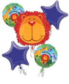 SAFARI JUNGLE LION BALLOONS HAPPY BIRTHDAY BOUQUET