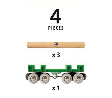 Brio World - 33696 Lumber Loading Wagon | 4 Piece Toy Train Set For Kids | Fsc-Certified Wooden Components | Ideal For Ages 3 And Up - Green