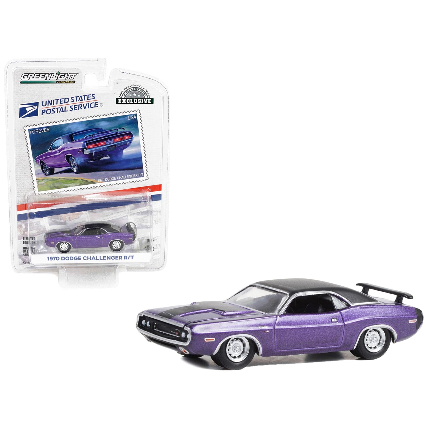 1970 Dodge Challenger R/T Purple Metallic With Matt Black Top Usps (United States Postal Service) ''2022 Pony Car Stamp Collecti