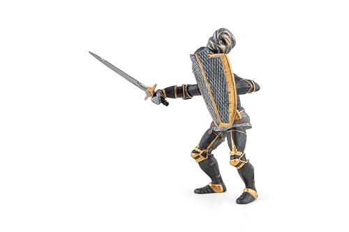 Papo Armored Black Knight Figure - 8cm Plastic Toy - Black, Model 39275