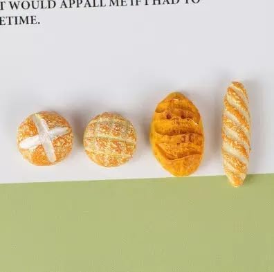 8 Pcs 1/12 Miniature Bread Set, Miniature Bread Dollhouse Decoration Accessories Resin Mix Bakery Bread Mini House Food Decorati