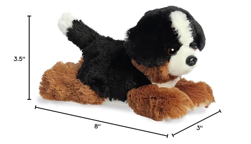 Aurora Adorable Mini Flopsie Bernie Mountain Dog Stuffed Animal - Playful Ease - Timeless Companions - Black 8 Inches