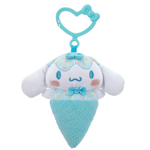 Hello Kitty And Friends 4-Pack Ice Cream Clip-On Plush Featuring Hello Kitty, Kuromi, My Melody, And Cinnamoroll With Unique Bow Clips