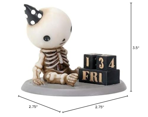 SUMMIT COLLECTION Luckyz Skeleton Birthday Figurine - Polyresin, White, Beige, Black