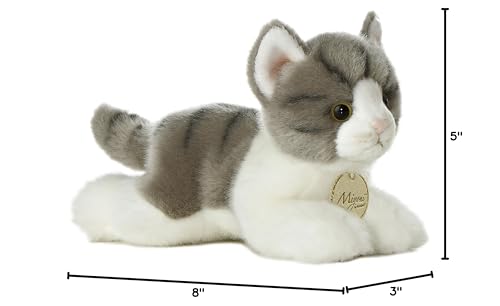 Aurora® Grey Tabby Cat Stuffed Animal - 8 Inches, Lifelike Detail, Polyester Material - Model 10813