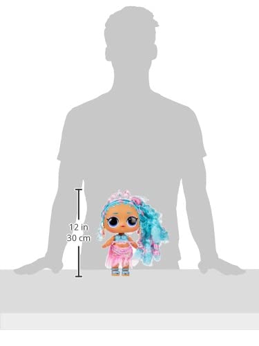 LOL Surprise Big Baby Hair Large 11 Splash Queen Doll w/ 14 Surprises Including Shareable Accessories & Blue Pink Hair & Dress,