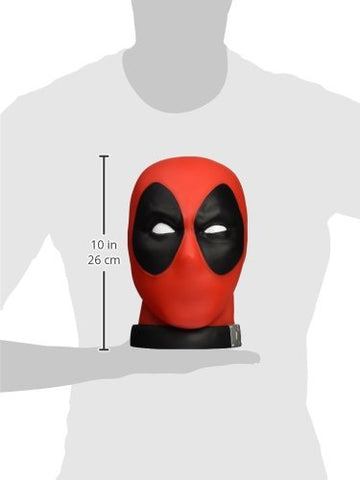 Marvel Deadpool Head Bank Statue, 4" - Red & Black Plastic Collectible, Model FEB158366