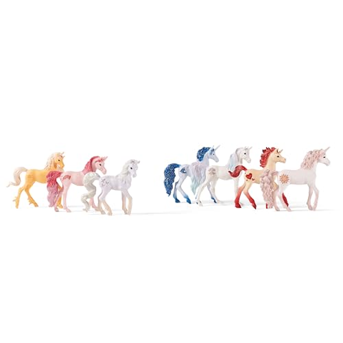 Schleich bayala 7-Piece Gemstone Collectible Unicorn Toy Set with 7 Unique and Collectible Toy Unicorns