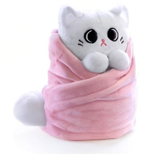 Purritos Xl 12 Inch Cat In Blanket Plush - Mochi