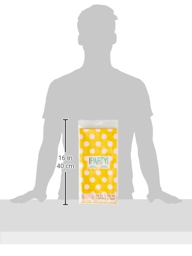 Polka Dot Plastic Tablecloth, 108 x 54, Yellow