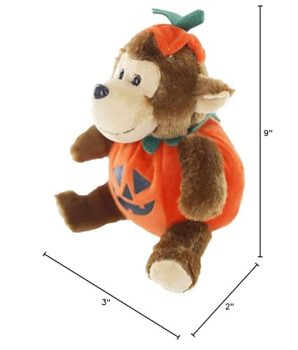 Plushland Halloween Plush Stuffed Animal Monkey In Pumpkin Costume- Soft Toy - Gifts For Kids - 9 Inches