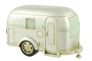 RV Collectibles Coin Bank, Silver Vintage Travel Trailer Camper, 6.5-inch