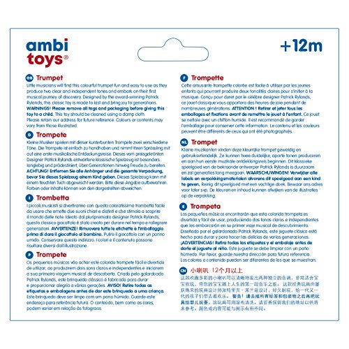 Ambi Toys Trumpet - Multi-Colored Musical Baby Toy for Ages 12 Months+, Medium Size, Engaging and Fun Developmental Play