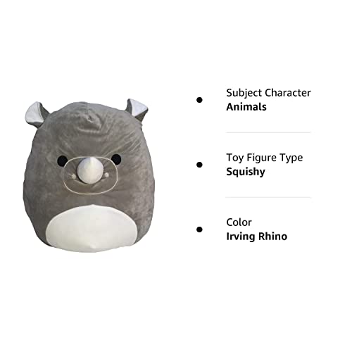 Squishmallows Official Kellytoy Plush 8 Inch Squishy Soft Plush Toy Animals (Irving Rhino)
