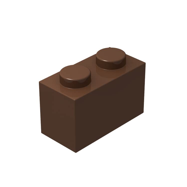 Classic Brick Block Bulk, Black Brown 1X2, Building Bricks Flat 100 Piece, Compatible With Lego Parts And Pieces: 1X2 Brown Bricks(Color:Brown)