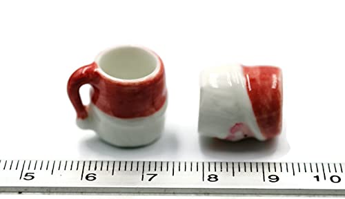 Christmas Santa Coffee Mugs Set of 2 Dollhouse Miniature Kitchen Perfect Ceramic Coffee Mugs
