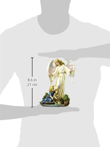 Joseph'S Studio By Roman - Guardian Angel With Children Figure On Base, Renaissance Collection, 8.5' H, Resin And Stone, Religious Gift, Decoration