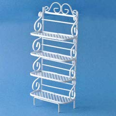 Dollhouse Miniature Furniture White Wire Wrought Iron Bakers Rack Shelf Unit