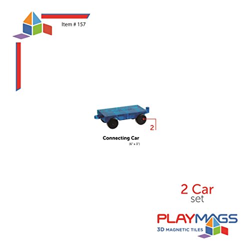 Playmags 2 Piece Car Set: With Stronger Magnets, Stem Toys For Kids, Use With All Magnetic Tiles And Blocks Sturdy, Super Durabl