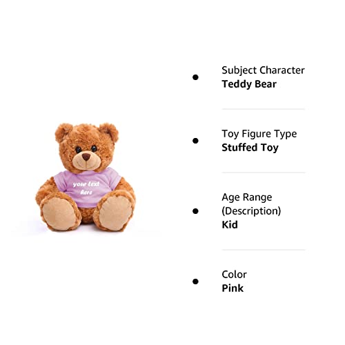 Plushland Teddy Bear 11 Inch, Stuffed Animal Personalized Gift - Great Present For Mothers Day, Valentine Day, Graduation, Birthday,Anniversary, Get Well,Christmas (Mocha Bear, Pink)