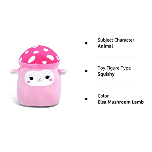 Squishmallow Food Squad Plush Toy - Elsa Mushroom Lamb, 8 Inch, Pink, Soft Plush Animal, Model SQKELqer345S8-685SG