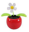 Navillus Solar Powered Dancing Flower, Lily, Rose, Sunflower, Petunia Office Desk & Car Decor (White Daisy Red Pot)