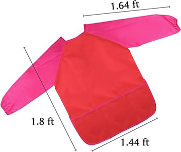 Bassion 2 Pack Kids Art Smocks Toddler Smock Waterproof Artist Painting Aprons Long Sleeve With 3 Pockets For Age 2-6 Years(Blue