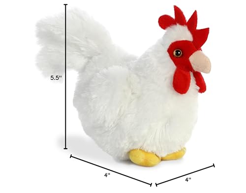Aurora® Mini Flopsie™ Chicken Stuffed Animal, 5.5" White, Soft Polyester, Ideal for Kids and Families