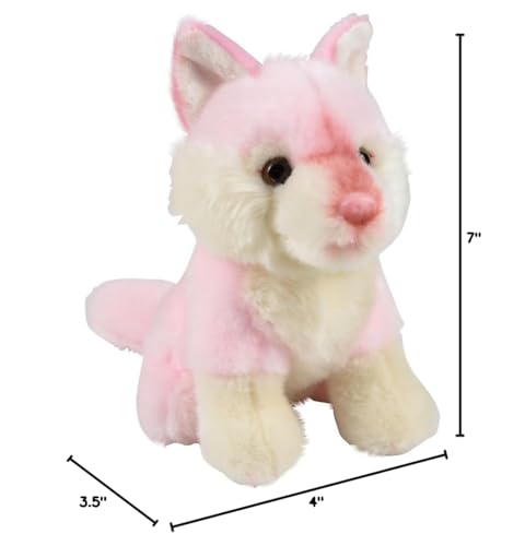 Forest & Twelfth 7'' Stuffed Pink Wolf, Soft Plush Toy, Cute Stuffed Animal For Boys And Girls, Realistic Looking Small Stuffed