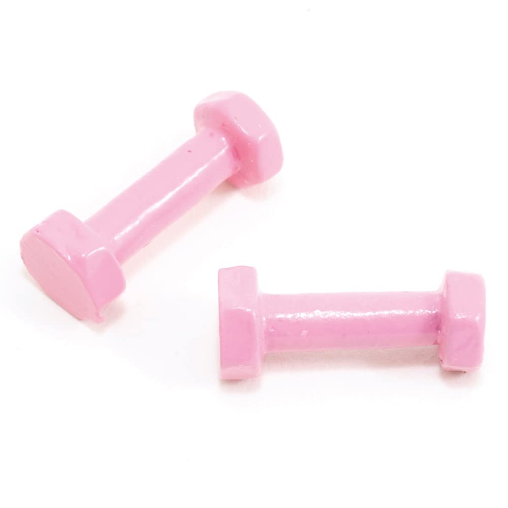 International Miniatures by Classics Dollhouse Miniature Pink Hand Weights Dumbbells Free Weights 2/Pack