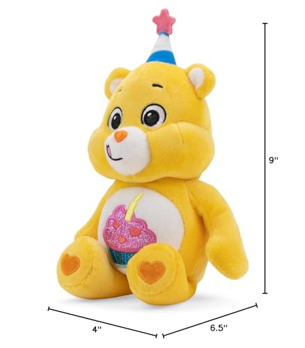 Care Bears 9" Bean Plush Birthday Bear - Soft Multicolor Polyester, Small, Model 22487