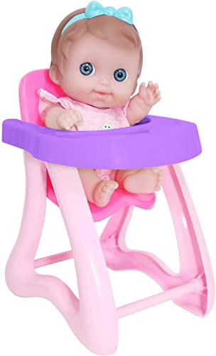 JC Toys Lil Cutesies 9 All Vinyl Baby Doll Feeding Time Gift Set| Posable and Washable | Removable Outfit | High Chair and Feeding Accessories Ages 2+