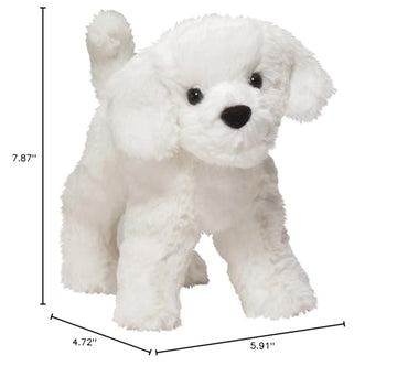 Douglas Plush Dandelion Puff Bichon Dog Stuffed Animal, 8" Long, White, Model 4078