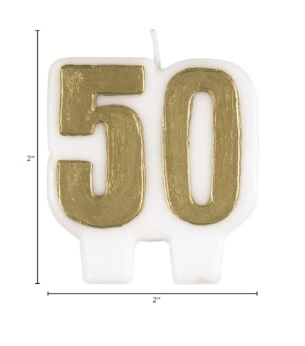 Unique Party Supply, 2 x 2, Gold 50th Birthday