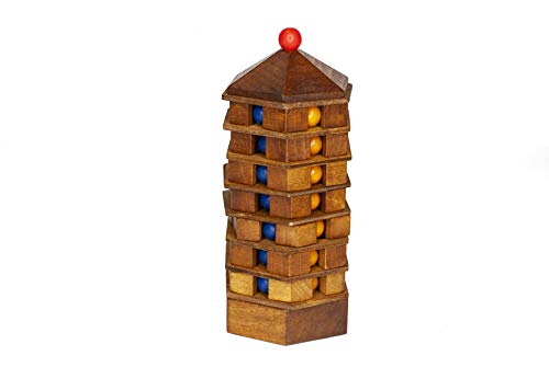 Project Genius 3D Wood Puzzle - Chinese Pagoda Mechanical Maze Brainteaser for Kids 8+, Teens & Adults - Model TG311, Multi Color