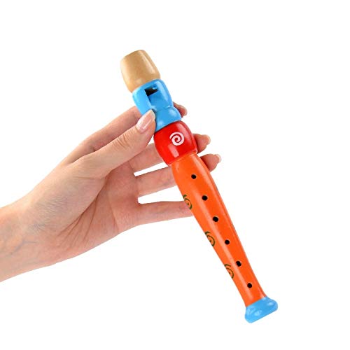 Tovip 2Pcs Wooden Kid Flute Musical Instrument Early Education Develop Recorder Woodwind Musical Educational Toy For Children (R