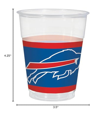 Amscan 16 Oz Blue & Red Buffalo Bills Plastic Cups - 25 Durable & Reusable Party Cups for Game Day Celebrations & Tailgate Events