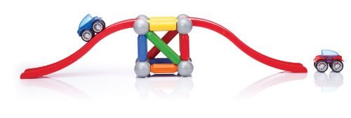 Smartmax Stunt Cars (Basic Stunt) Stem Magnetic Discovery Building Set With Moving Vehicles Featuring Safe, Extra-Strong, Oversized Building Pieces For Ages 3+