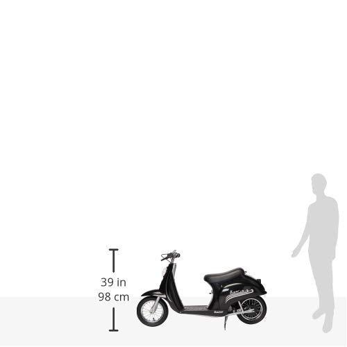 Razor Pocket Mod Vapor 24 Volts Electric Retro Scooter High Torque Chain Driven Motor And Spoked With Pneumatic Tires For 13 Years Old And Up, Black