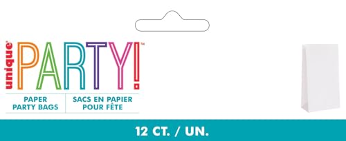 White Paper Party Bags, Pack Of 12 - Best For Any Occasion, Eco-Friendly And Stylish Alternative To Plastic, Perfect For Gifts A
