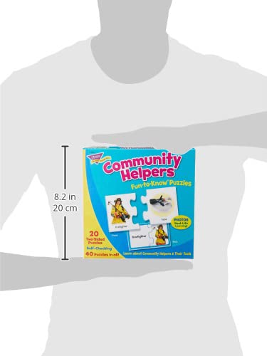 Trend Enterprises: Fun-To-Know Puzzles: Community Helpers, Learn About Community Helpers & Their Tools, 20 Two-Sided Puzzles, Se