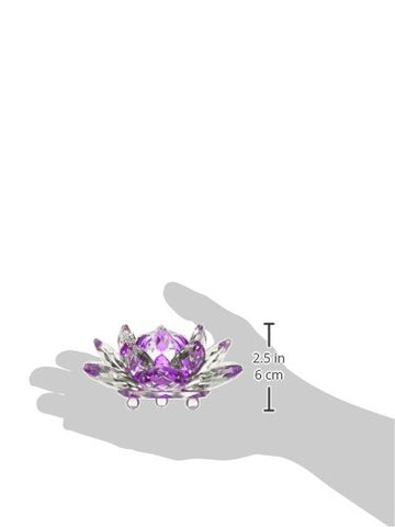Amlong Crystal Hue Reflection Crystal Lotus Flower With Gift Box, Purple, 5 Inch