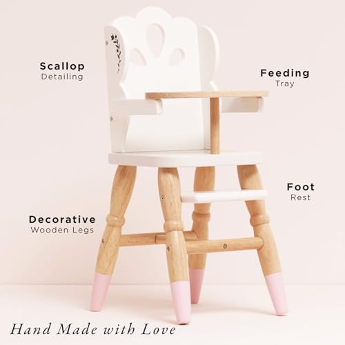 Le Toy Van - Educational Wooden Toy Role Play Beautiful Doll High Chair | Girls Pretend Play Toy Pram Playset - for Ages 3+ (TV6