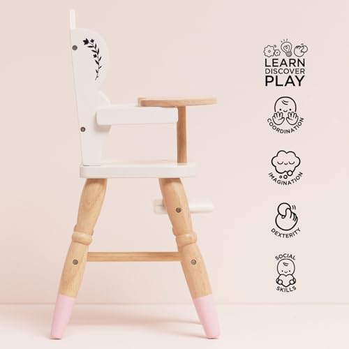 Le Toy Van - Educational Wooden Toy Role Play Beautiful Doll High Chair | Girls Pretend Play Toy Pram Playset - for Ages 3+ (TV6