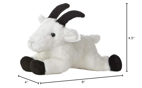 Aurora Adorable Mini Flopsie Rocky Mountain Goat Stuffed Animal - Playful Ease - Timeless Companions - White 8 Inches