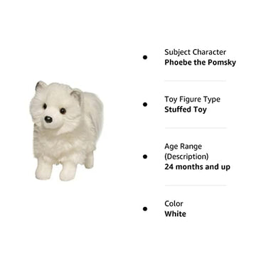 Douglas Pomsky Dog Plush Stuffed Animal, White Fabric, 10" Long, Model 767548141168